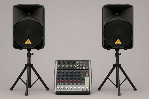 Küçük organizasyonlar için ekonomik ses sistemi kiralama Ankara kurulumu ve aktif hoparlör seti.